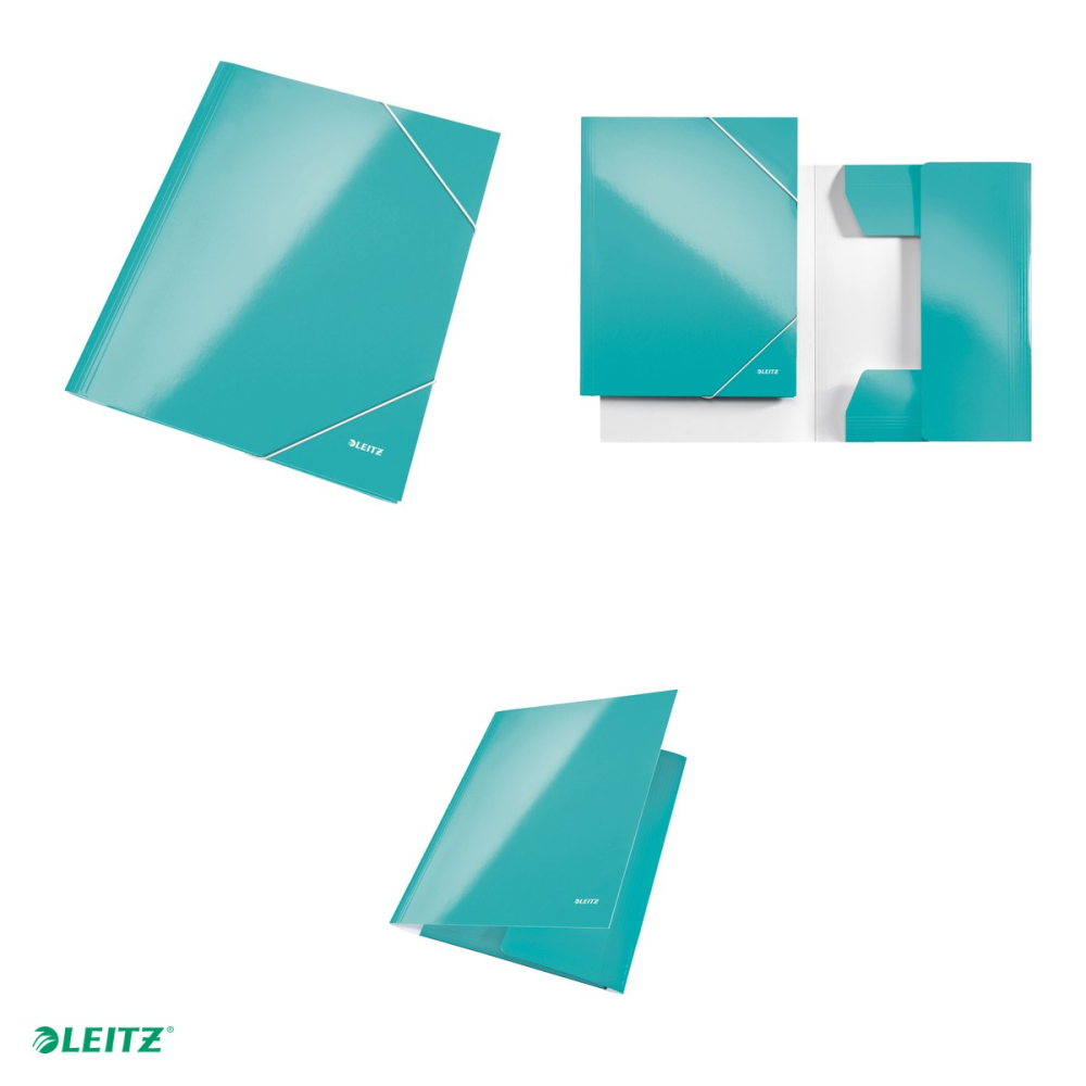 Mapa cu elastic Leitz WOW, carton laminat, A4, capacitate 250 coli, pentru transport, turcoaz [4]