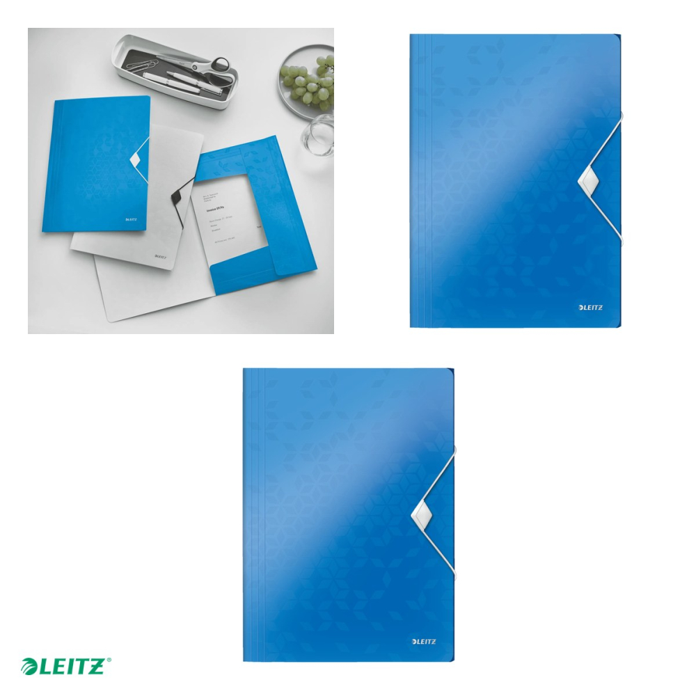 Mapa cu elastic Leitz WOW, PP, A4, capacitate 150 coli, pentru transport, albastru [4]