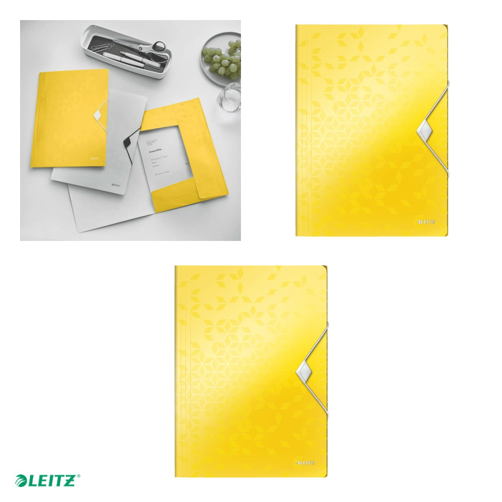 Mapa cu elastic Leitz WOW, PP, A4, capacitate 150 coli, pentru transport, galben [4]