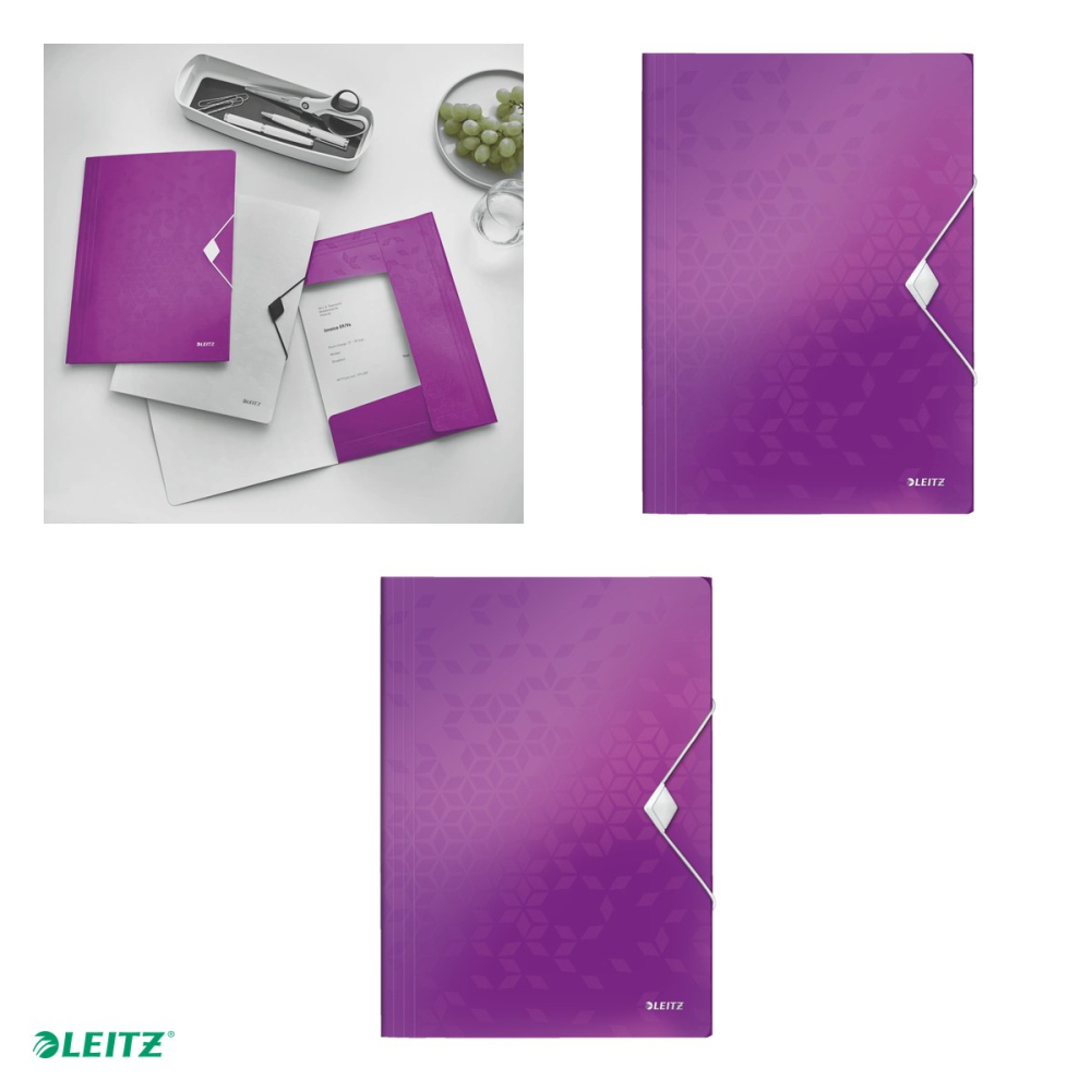 Mapa cu elastic Leitz WOW, PP, A4, capacitate 150 coli, pentru transport, mov [4]