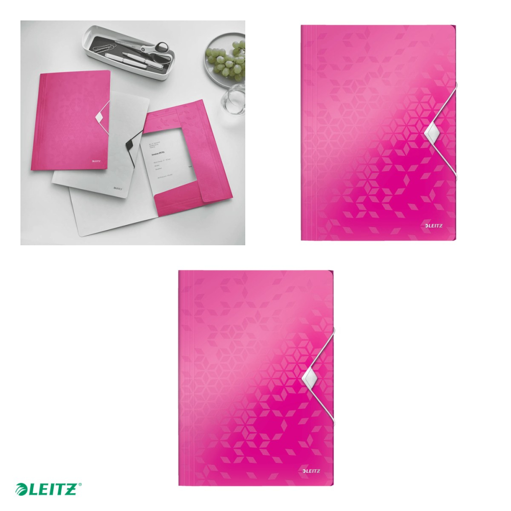 Mapa cu elastic Leitz WOW, PP, A4, capacitate 150 coli, pentru transport, roz [4]