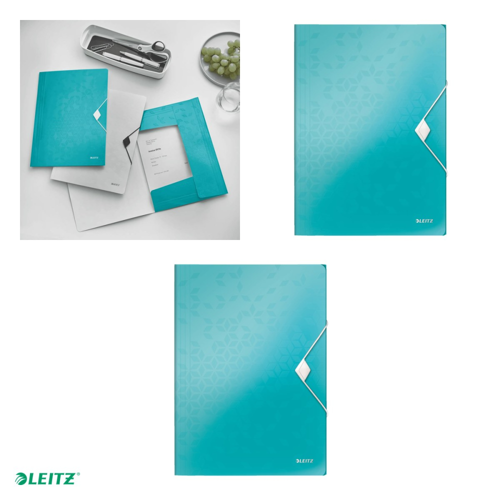Mapa cu elastic Leitz WOW, PP, A4, capacitate 150 coli, pentru transport, turcoaz [4]