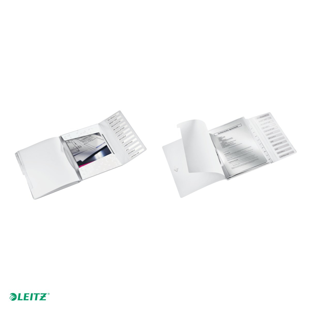 Mapa cu separatoare Leitz WOW, PP, A4, 12 separatoare, capacitate 200 coli, pentru transport, alb [5]