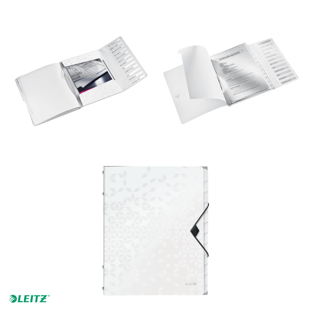 Mapa cu separatoare Leitz WOW, PP, A4, 12 separatoare, capacitate 200 coli, pentru transport, alb [4]