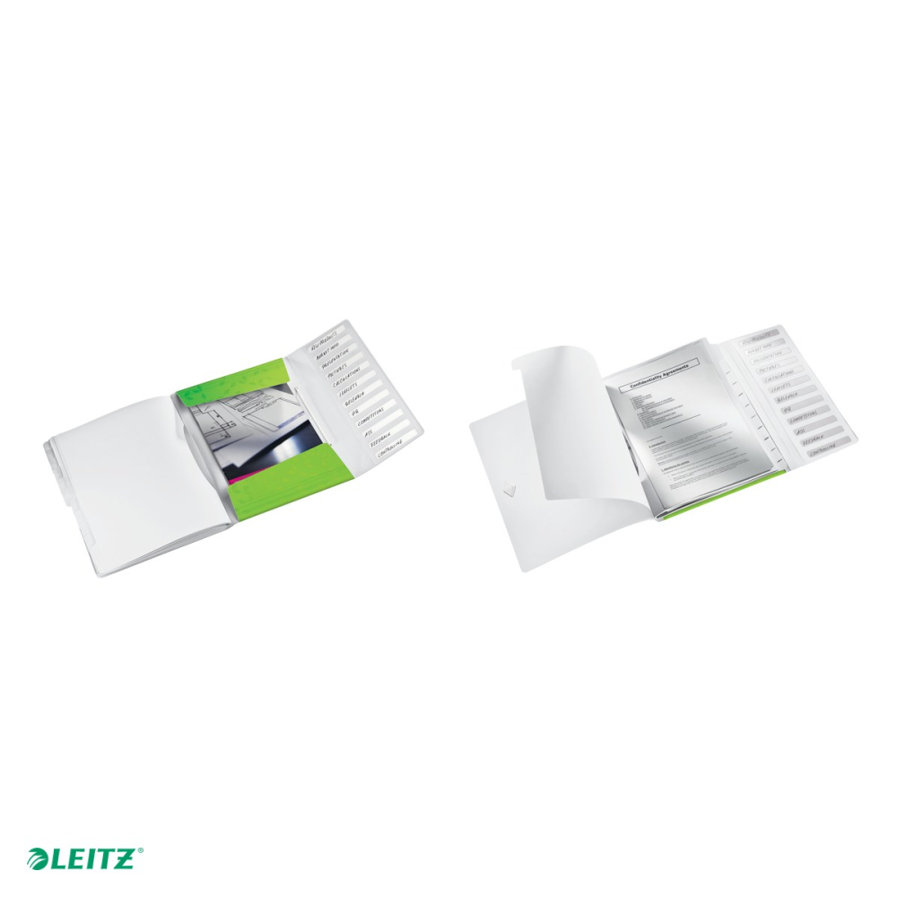 Mapa cu separatoare Leitz WOW, PP, A4, 12 separatoare, capacitate 200 coli, pentru transport, verde [5]