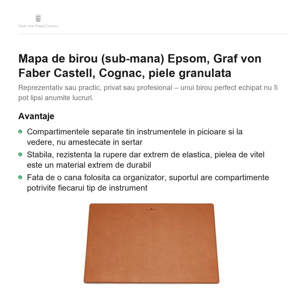 Mapa de birou (sub-mana) Epsom, Graf von Faber Castell, Cognac, piele granulata [2]