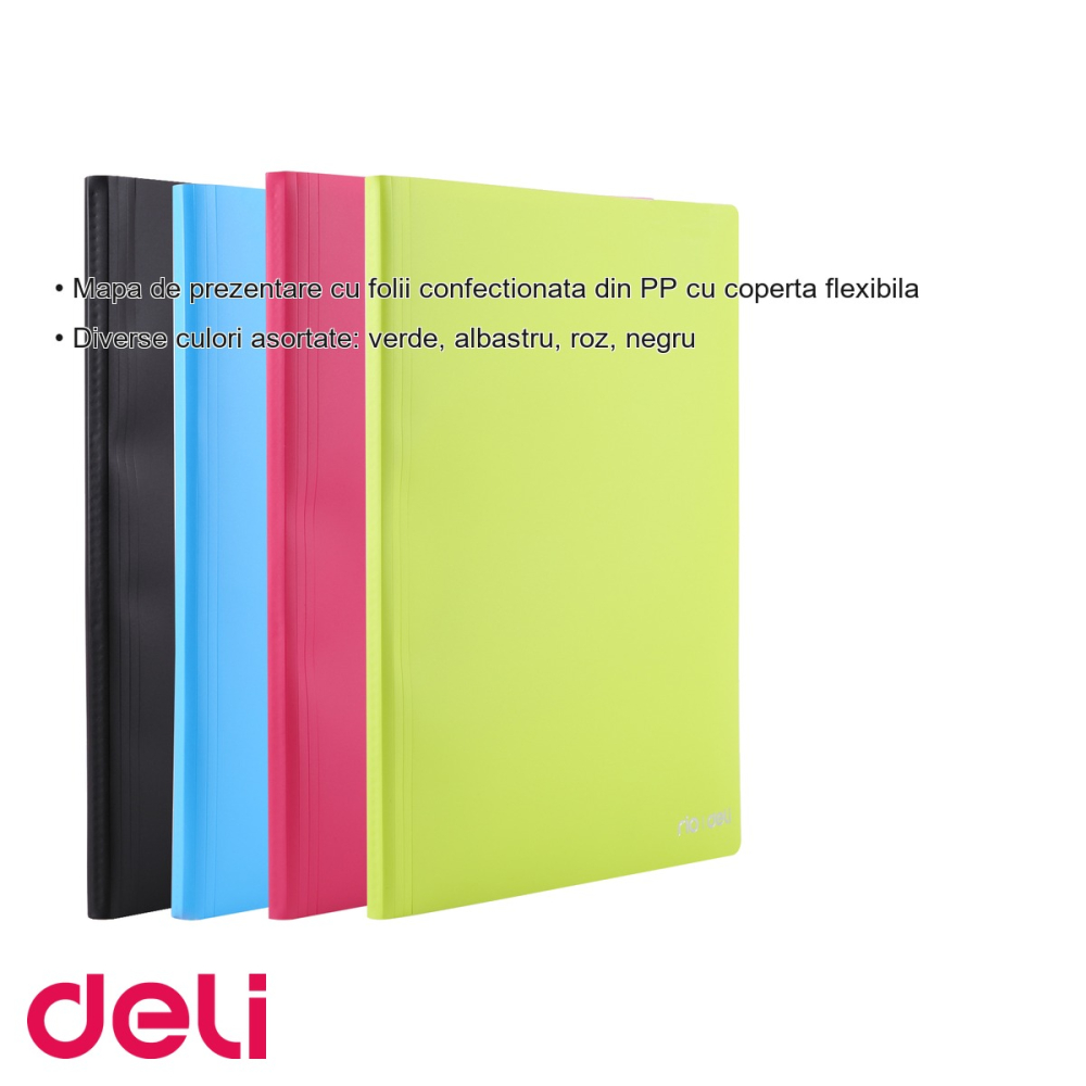 Mapa de prezentare Deli, 60 folii, coperta flexibila din PP, culori neon asortate [3]