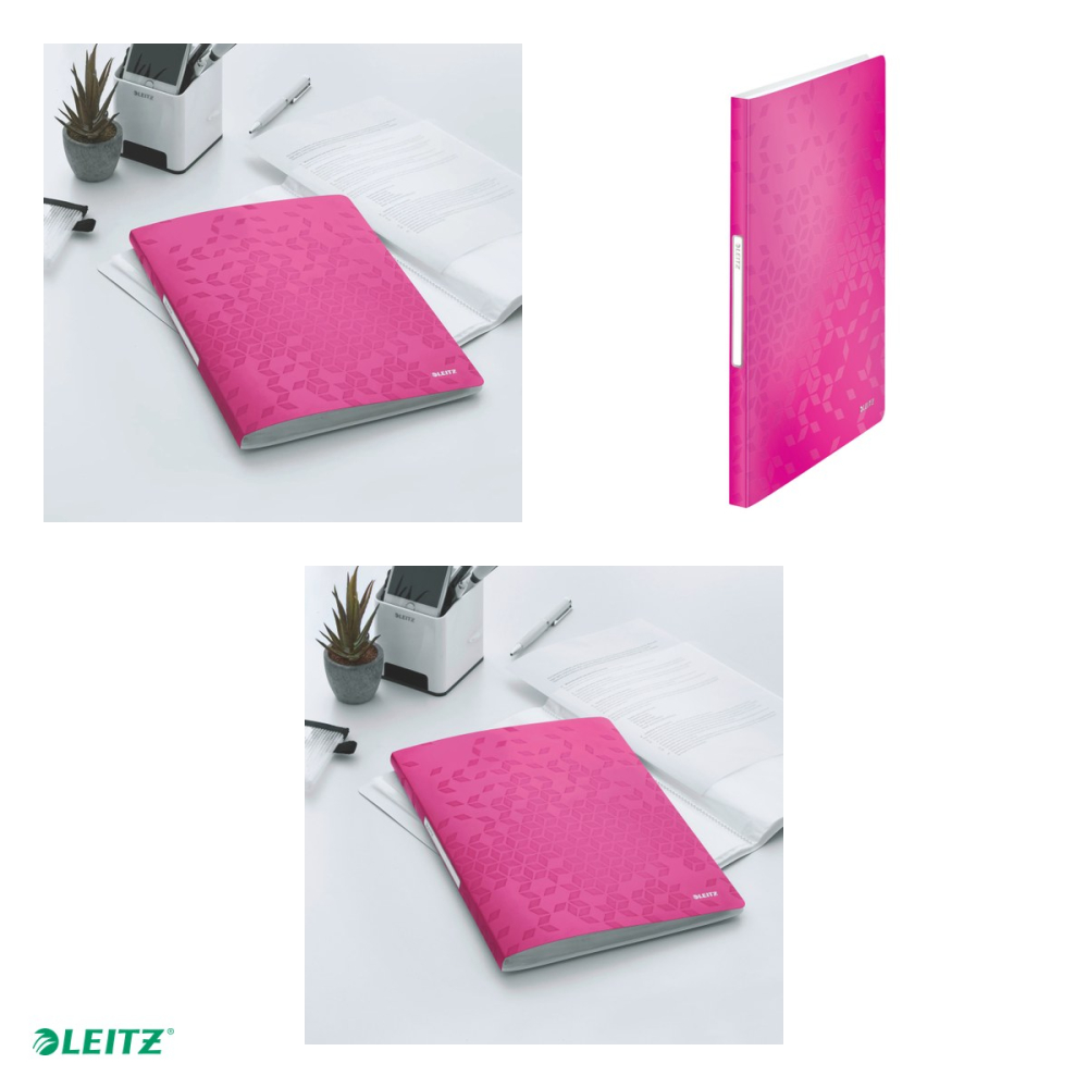 Mapa de prezentare Leitz WOW, coperta moale, PP, A4, 40 de folii, capacitate 80 de coli (2 coli per fila,(80 g/mp), roz [4]