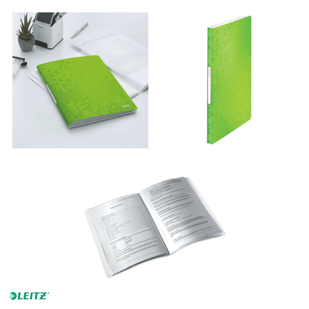 Mapa de prezentare Leitz WOW, coperta moale, PP, A4, 40 de folii, capacitate 80 de coli (2 coli per fila,(80 g/mp), verde [4]