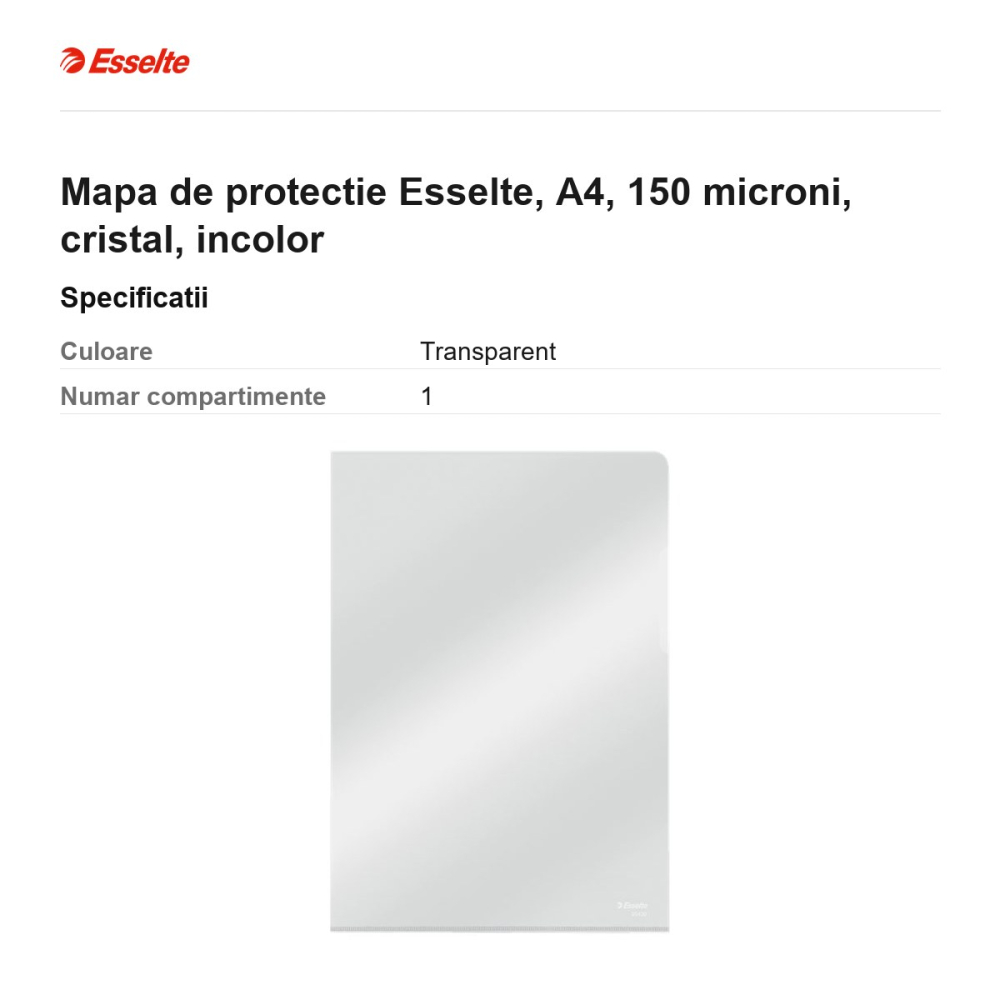 Mapa de protectie Esselte, A4, 150 microni, cristal, incolor [3]