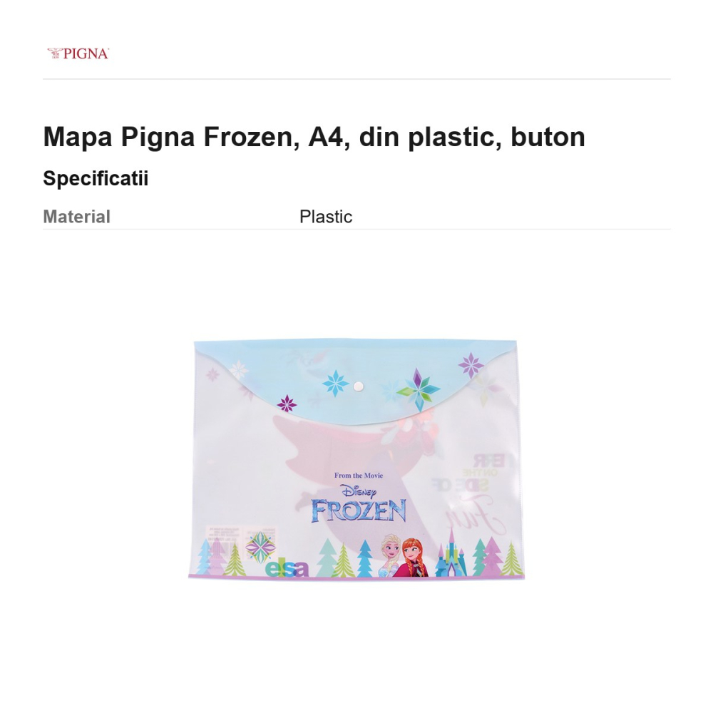 Mapa Pigna Frozen, A4, din plastic, buton [3]