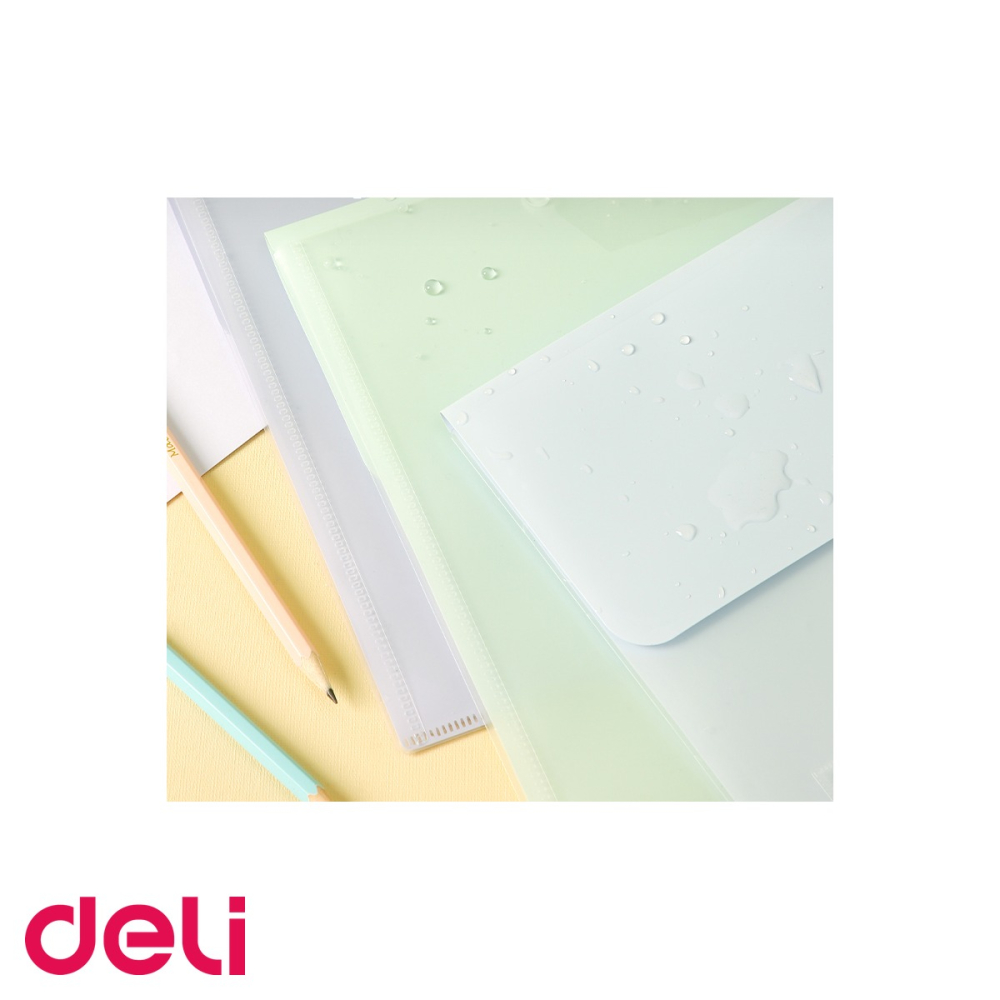 Mapa plastic A4 Deli, culori macaron, cu buton si buzunar exterior, pentru organizare documente [4]