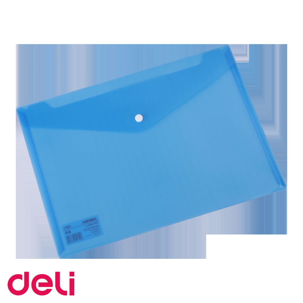Mapa plastic cu buton Deli, format A4, transparenta, albastru, pentru organizare documente [4]