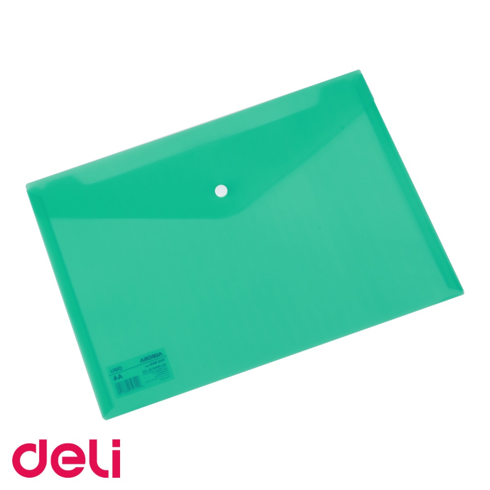 Mapa plastic cu buton Deli, format A4, transparenta, verde, pentru organizare documente [4]