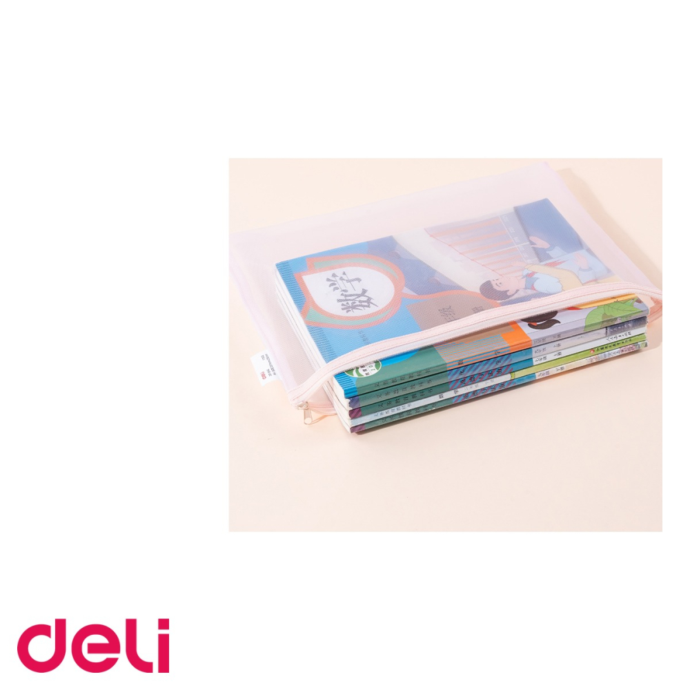 Mapa protectie documente A4 Deli, fermoar zip, material mesh poliester, pentru birou si scoala [5]