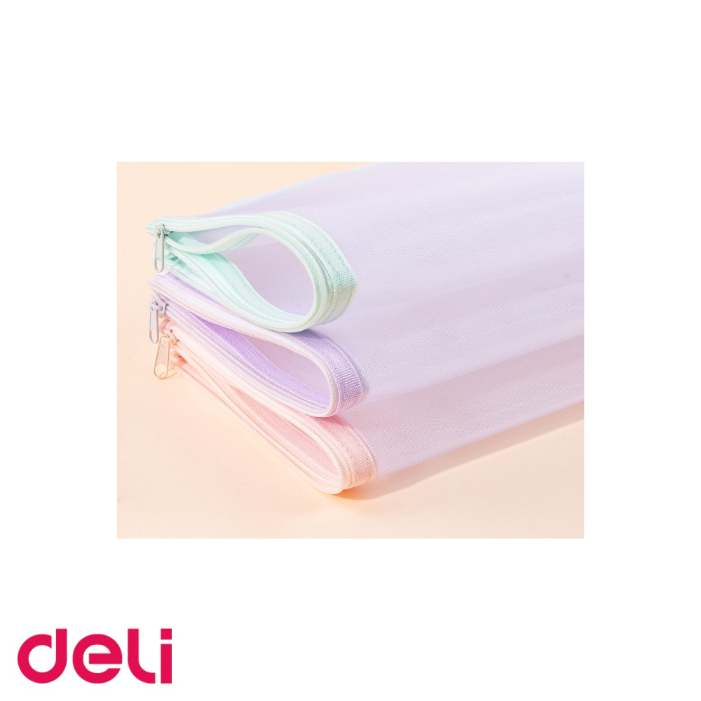 Mapa protectie documente A4 Deli, fermoar zip, material mesh poliester, pentru birou si scoala [4]
