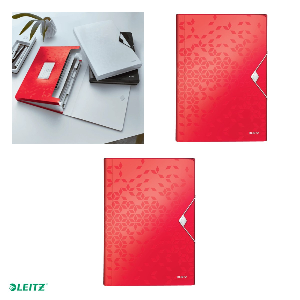 Mapa tip proiect Leitz WOW, PP, A4, capacitate 250 coli, pentru transport, rosu [4]