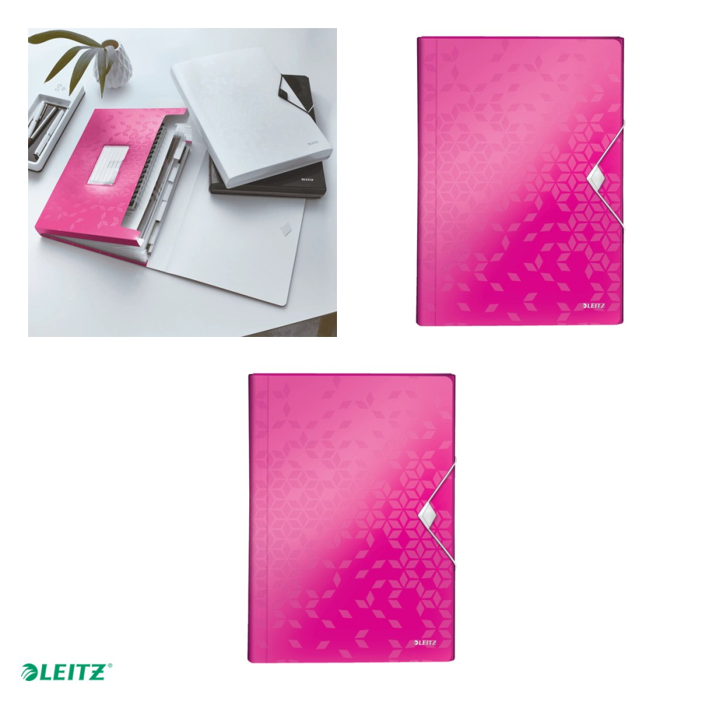 Mapa tip proiect Leitz WOW, PP, A4, capacitate 250 coli, pentru transport, roz [4]