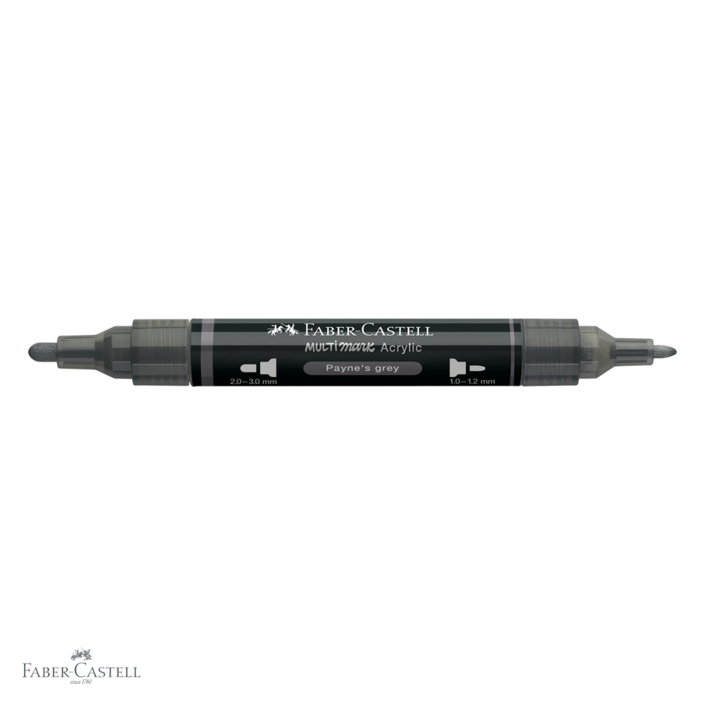 Marker acrilic Faber-Castell Multimark, culoare 181 gri Payne, varf dublu, pentru suprafete multiple [4]