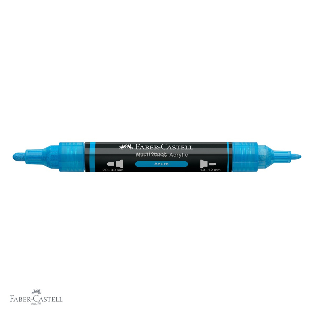Marker acrilic Faber-Castell Multimark, culoare 448 albastru azure, varf dublu, pentru diverse suprafete [4]