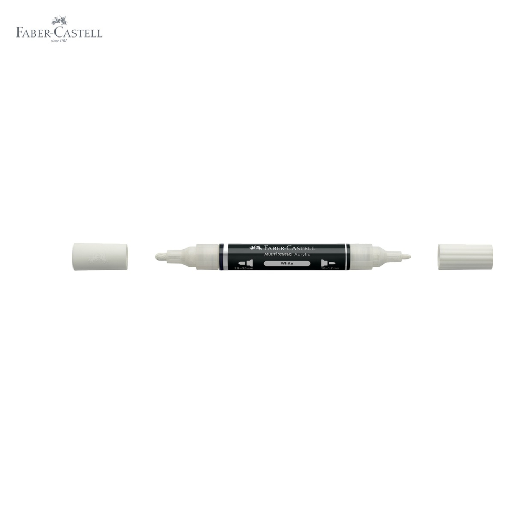 Marker acrilic Faber-Castell Multimark, culoare alba 101, varf dublu, pentru desen si decoratiuni [5]