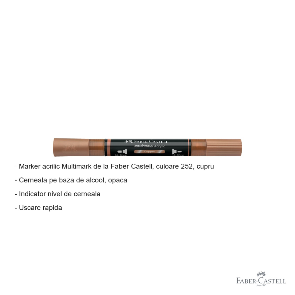 Marker acrilic Faber-Castell Multimark, culoare cupru 252, varf dublu, pentru suprafete multiple [2]