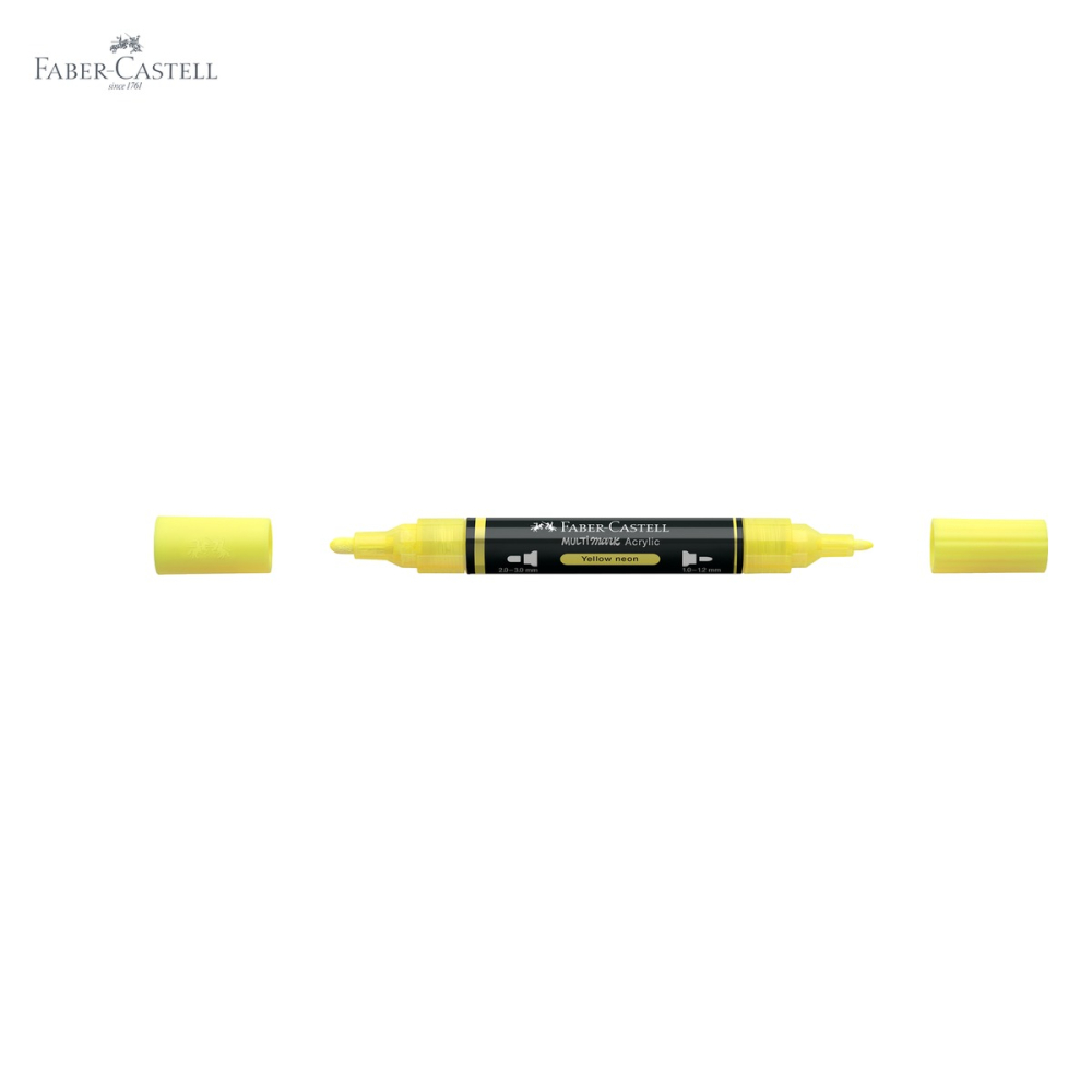Marker acrilic Faber-Castell Multimark, culoare galben neon 256, varf dublu, pentru suprafete multiple [5]