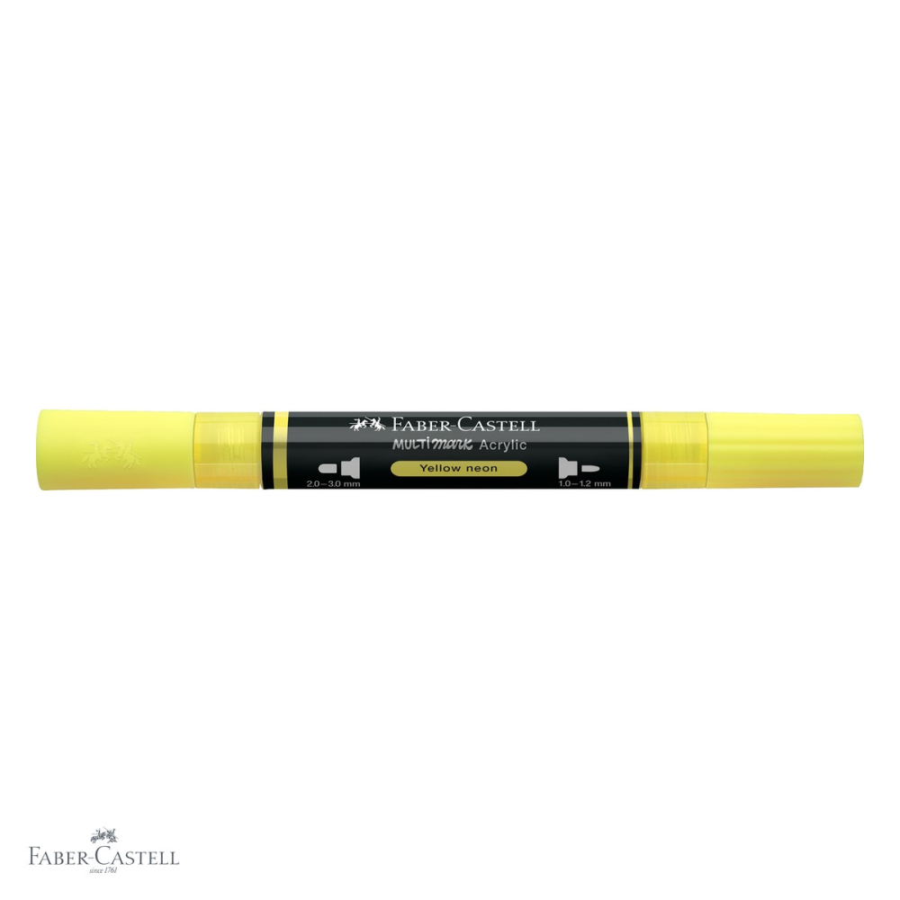 Marker acrilic Faber-Castell Multimark, culoare galben neon 256, varf dublu, pentru suprafete multiple [4]