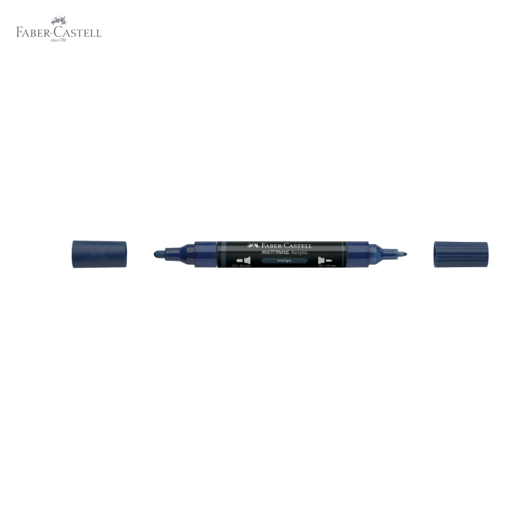 Marker acrilic Faber-Castell Multimark, culoare indigo 450, varf dublu, pentru multiple suprafete [5]