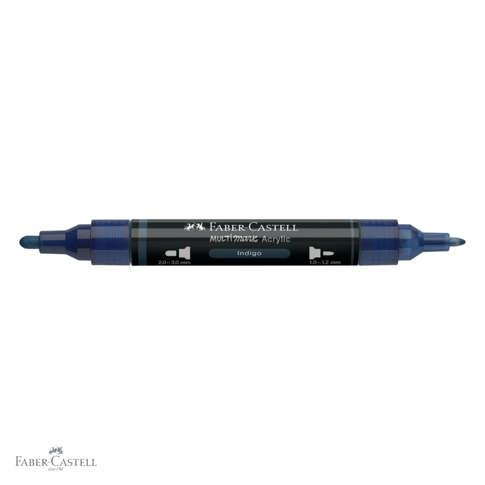 Marker acrilic Faber-Castell Multimark, culoare indigo 450, varf dublu, pentru multiple suprafete [4]