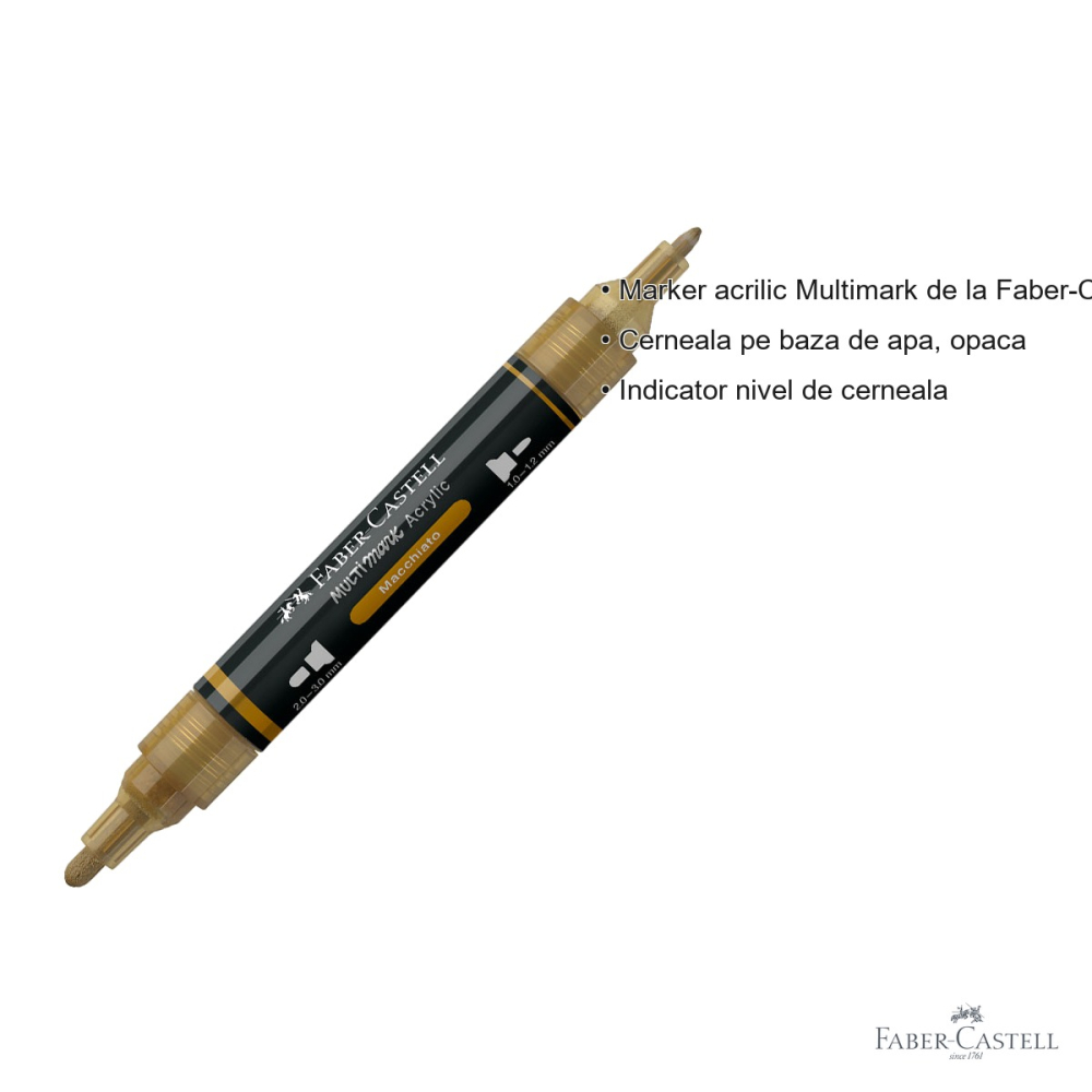 Marker acrilic Faber-Castell Multimark, culoare macchiato 178, varf dublu, pentru suprafete multiple [3]