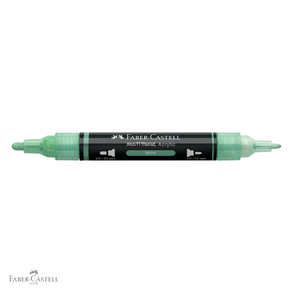Marker acrilic Faber-Castell Multimark, culoare menta 412, varf dublu, pentru suprafete multiple [4]