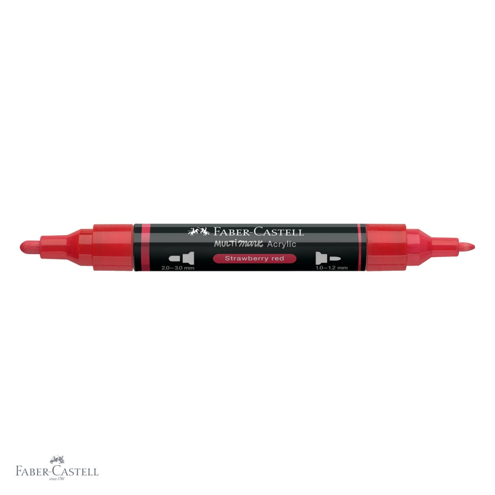 Marker acrilic Faber-Castell Multimark, culoare rosu capsuna 219, varf dublu, pentru suprafete multiple [4]