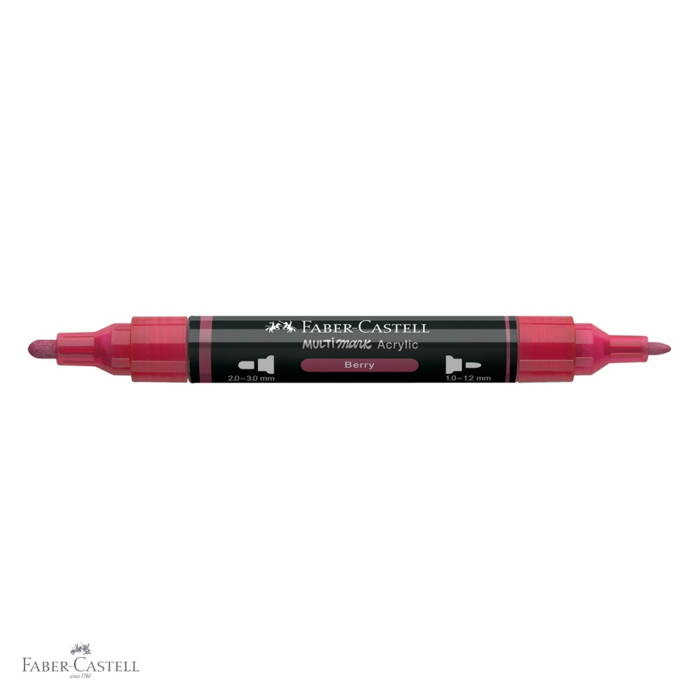 Marker acrilic Faber-Castell Multimark, culoare rosu zmeura 433, varf dublu, pentru multiple suprafete [4]