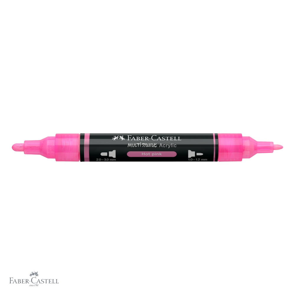 Marker acrilic Faber-Castell Multimark, culoare roz aprins 329, varf dublu, pentru suprafete multiple [4]