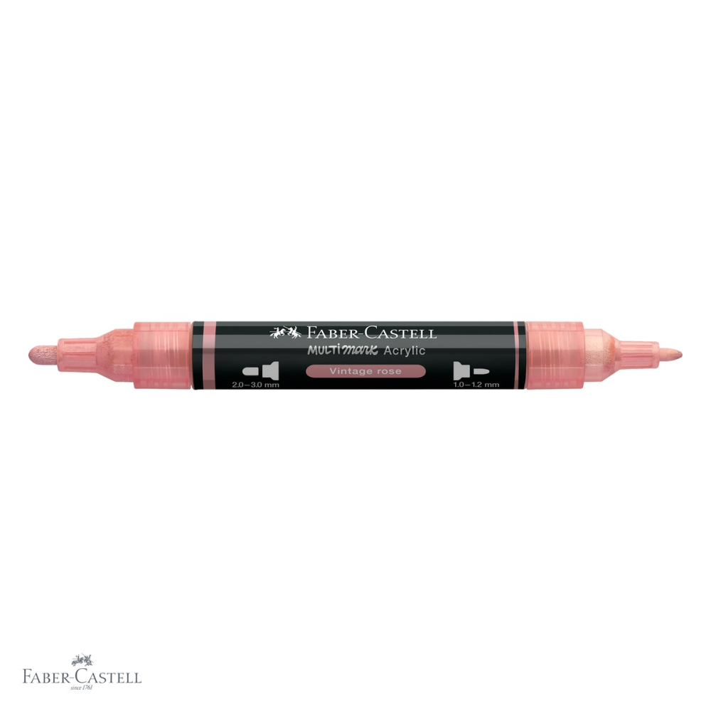 Marker acrilic Faber-Castell Multimark, culoare roz vintage 304, varf dublu, pentru multiple suprafete [4]