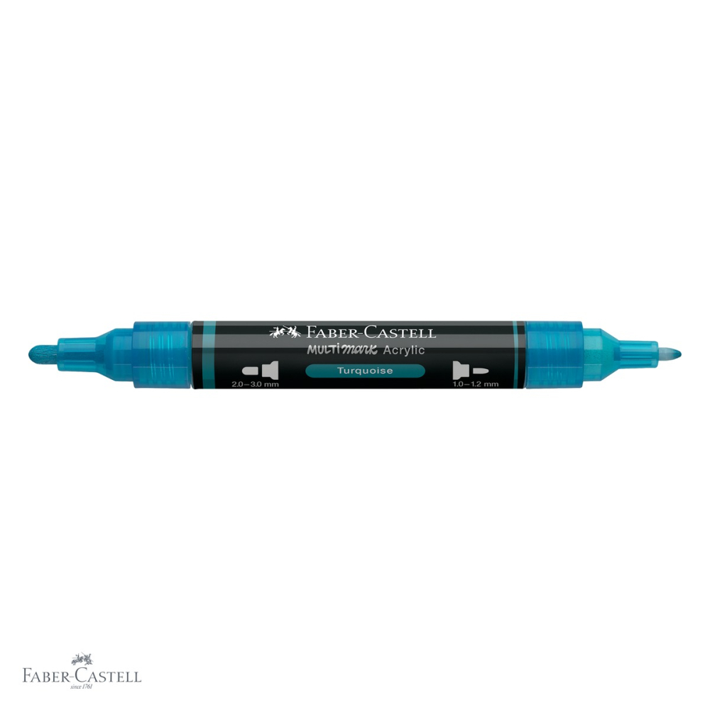 Marker acrilic Faber-Castell Multimark, culoare turcoaz 313, varf dublu, pentru suprafete multiple [4]