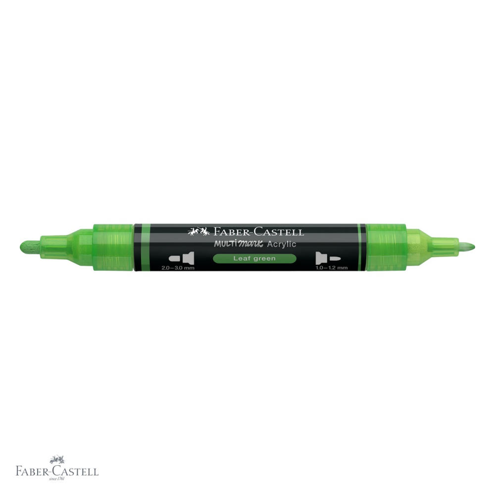 Marker acrilic Faber-Castell Multimark, culoare verde frunza 112, varf dublu, pentru suprafete multiple [4]