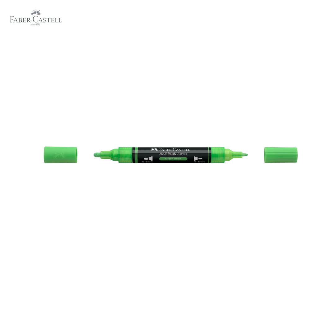 Marker acrilic Faber-Castell Multimark, culoare verde neon 257, varf dublu, pentru suprafete multiple [5]