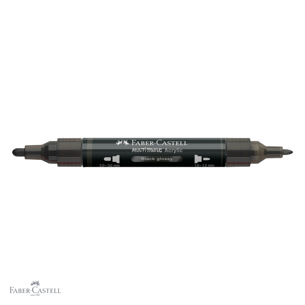 Marker acrilic Faber-Castell Multimark, negru lucios, varf dublu, pentru suprafete multiple [4]