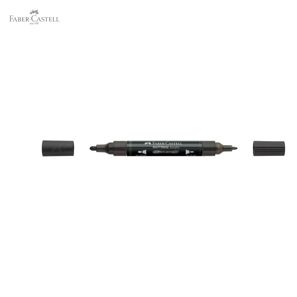 Marker acrilic Faber-Castell Multimark, negru lucios, varf dublu, pentru suprafete multiple [5]