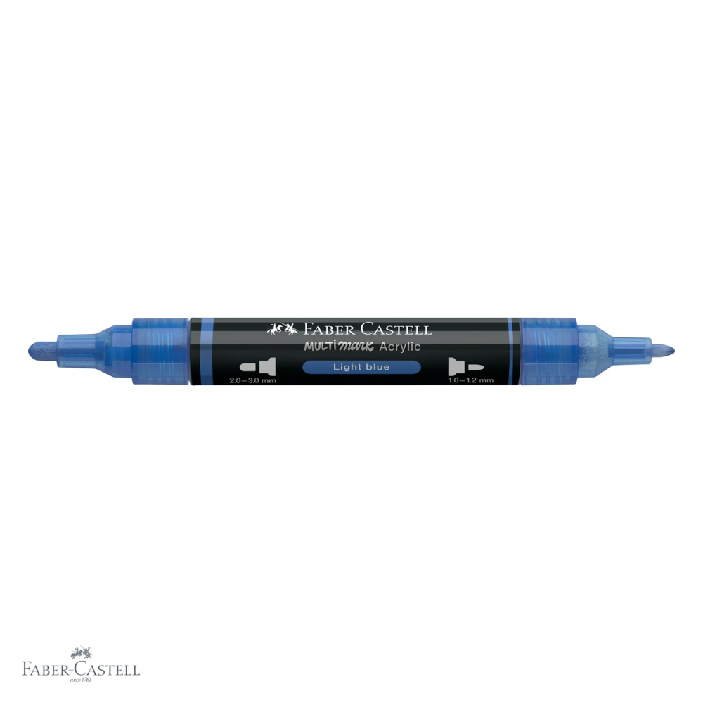 Marker acrilic Faber-Castell Multimark, varf dublu, albastru deschis 140, pentru multiple suprafete [4]