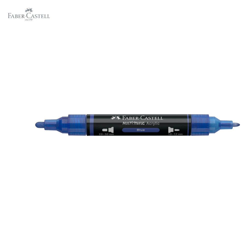 Marker acrilic Faber-Castell Multimark, varf dublu, culoare albastru 120, pentru suprafete multiple [5]