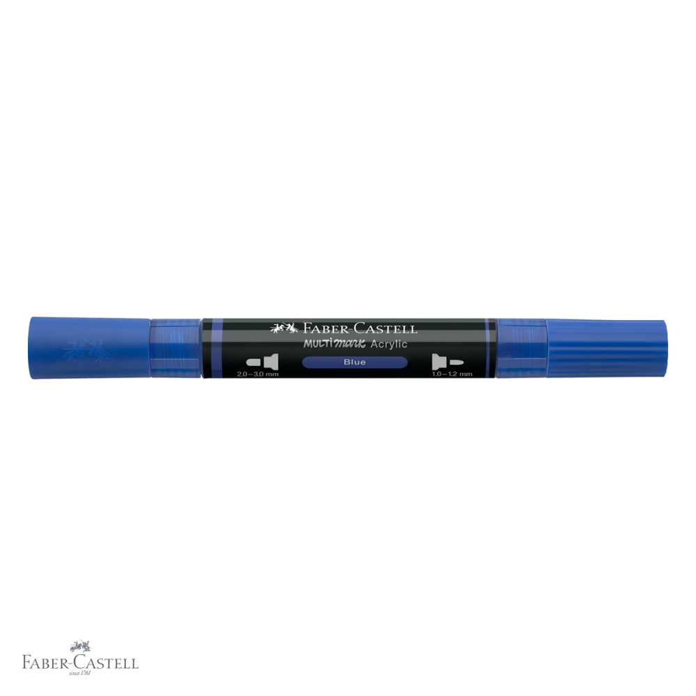 Marker acrilic Faber-Castell Multimark, varf dublu, culoare albastru 120, pentru suprafete multiple [4]
