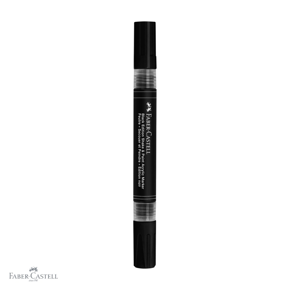 Marker acrilic Faber-Castell Shake&Paint negru, varf dublu 1mm/3mm, pentru suprafete multiple [4]