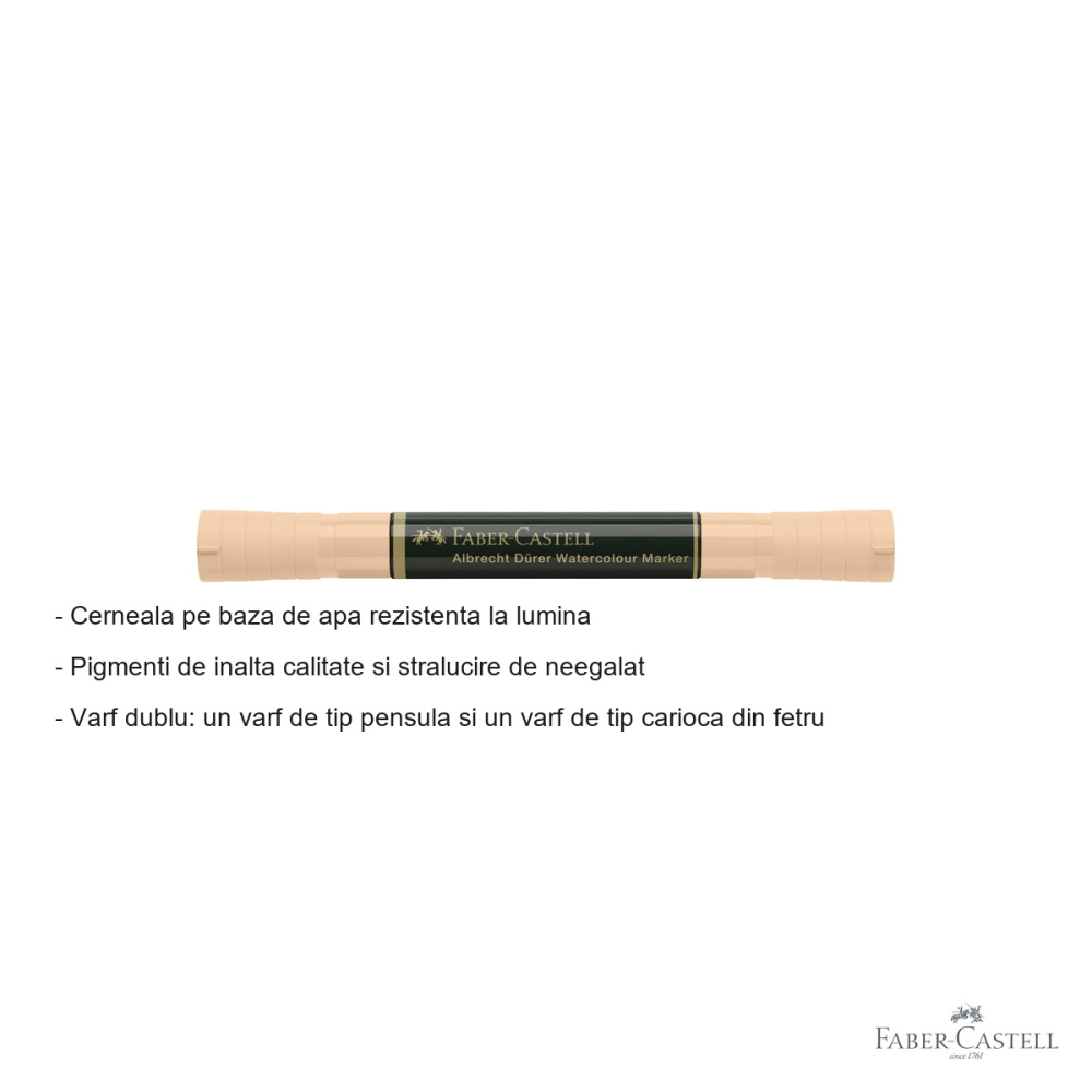 Marker acuarela Faber-Castell Albrecht Durer, culoarea pielii deschis 132, varf dublu pensula si carioca [2]