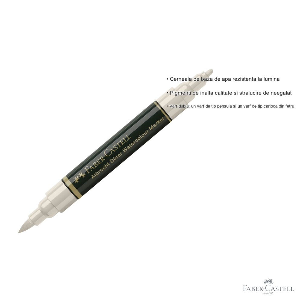 Marker acuarela Faber-Castell Albrecht Durer, gri rece cald 272, varf dublu pensula si carioca [3]
