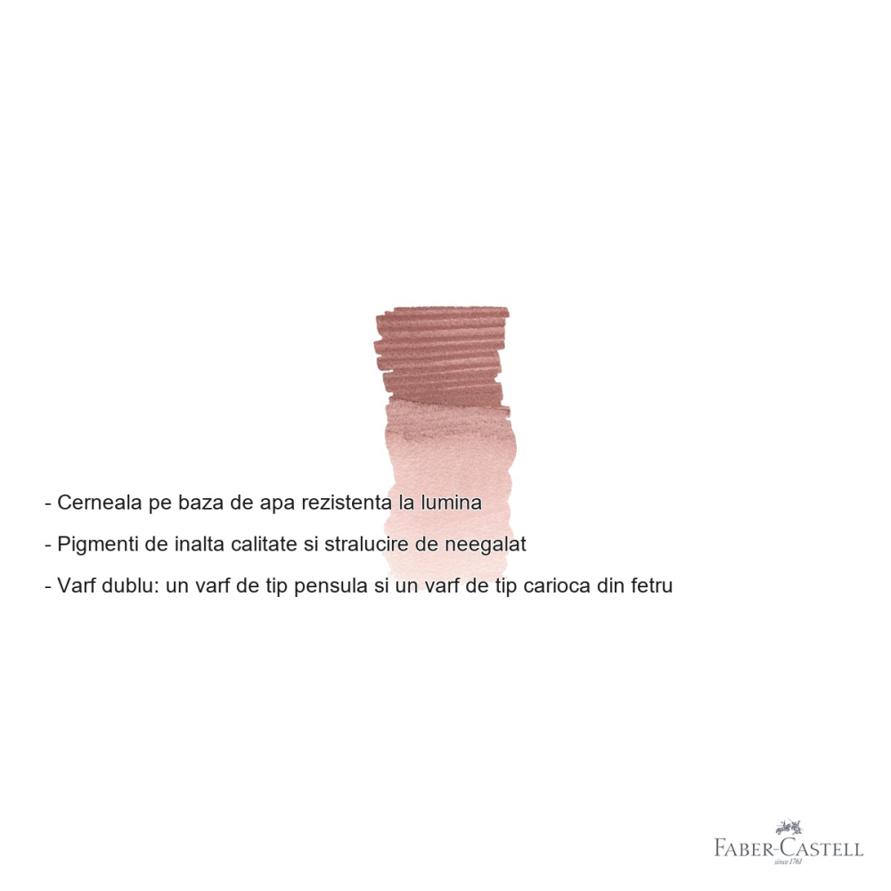 Marker acuarela Faber-Castell Albrecht Durer, rosu indian 192, varf dublu pensula si carioca, pentru schite si pictura [2]