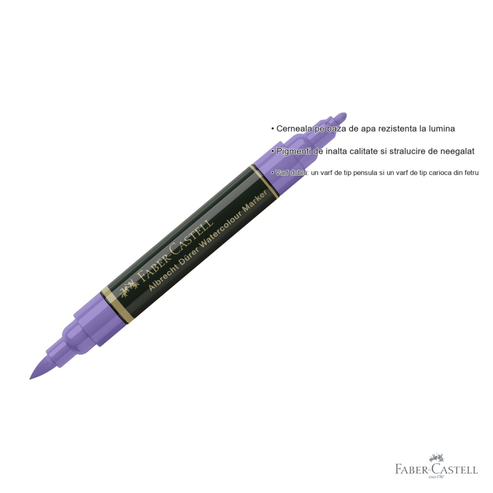 Marker acuarela Faber-Castell Albrecht Durer, violet purpuriu 136, varf dublu pensula si fetru, pentru schite si pictura [3]