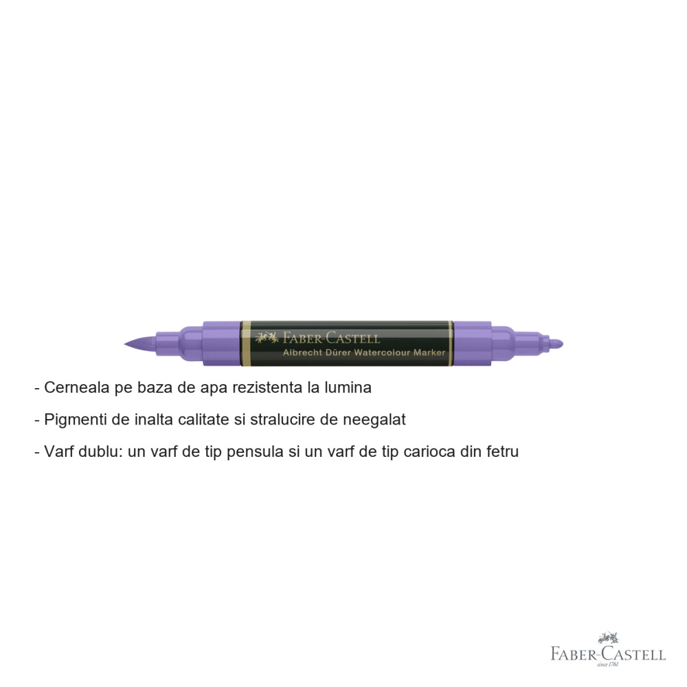 Marker acuarela Faber-Castell Albrecht Durer, violet purpuriu 136, varf dublu pensula si fetru, pentru schite si pictura [2]